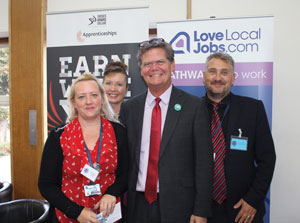 Marie Skinner, Angela Wooller and Nick Ludford (all Sussex Downs College) with Stephen Lloyd MP