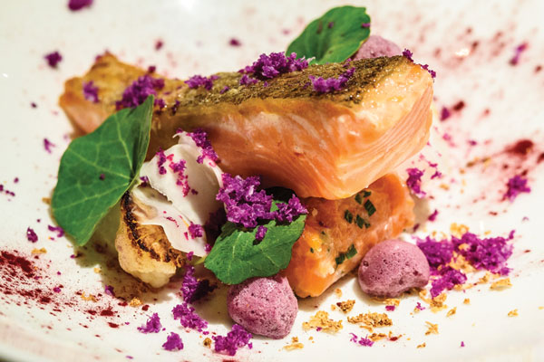 Pascere---Confit-trout,-trout-tartare,-roast-and-pickled-cauliflower-with-elderberry-meringue