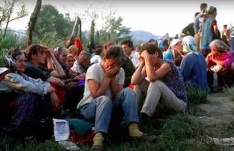 A photograph of crying people in War Torn Bosnia