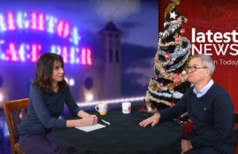 Yael Breuer with Andrew Rose in the Latest TV studio