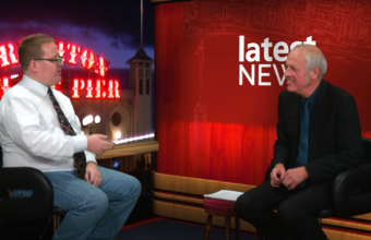 Mark Walker talking to Christopher Horlock in the TV studio